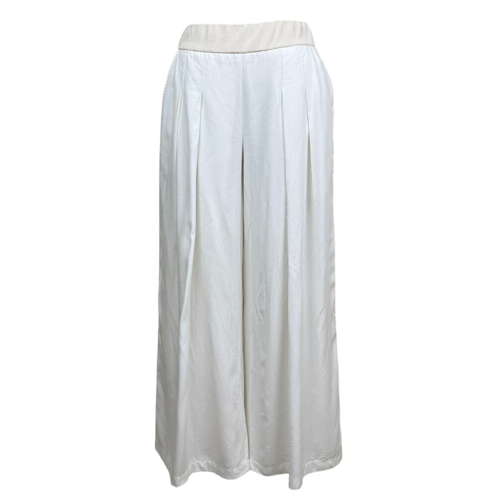 Eileen Fisher Tencel Wide Leg Pleated Pants White Ivory XS Minimalist Summer